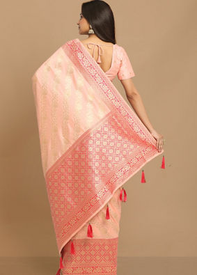 alt message - Mohey Women Graceful Light Pink Saree image number 3